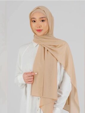 Matching hijab set chiffon with underwear clay tan beige peach